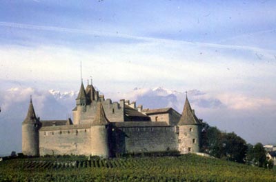 Aigle Castle is surrounded by vineyards