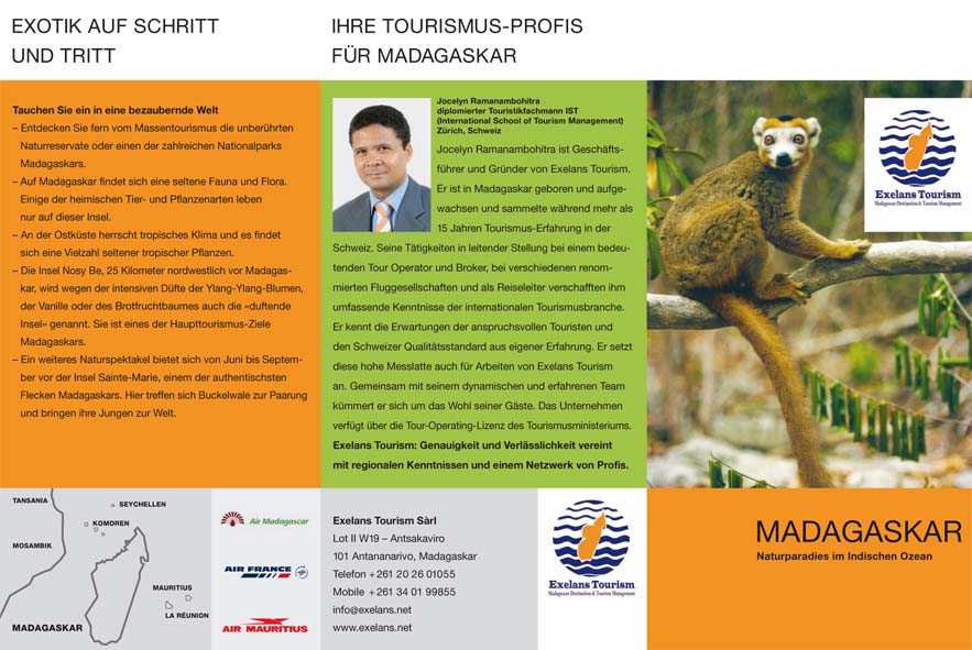 Folder zu Madaskar für Exelans Tourism