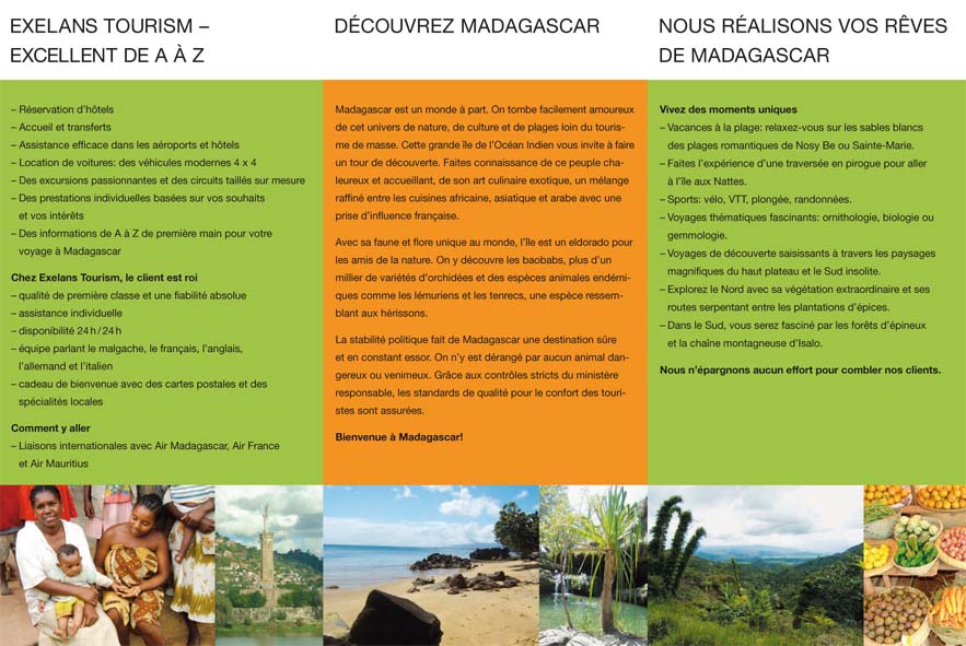 Dépliant sur Madagascar, conception et rédaction d'appunto communications